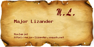 Major Lizander névjegykártya